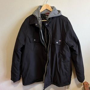 Dickies brown full zip with buttons hooded jacket coat lined men’s size 2xl